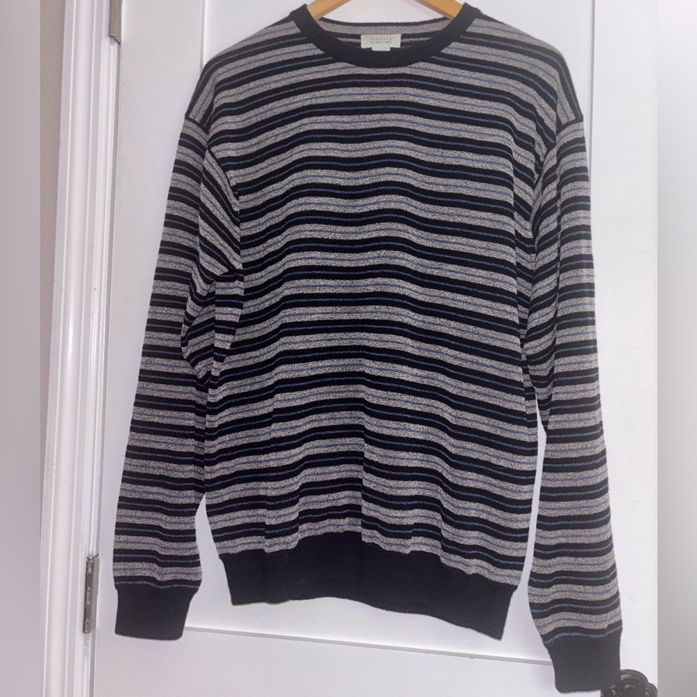 Barneys New York Striped Crewneck Wool Blend Sweater